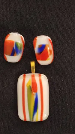 Orange blue yellow white pendant and